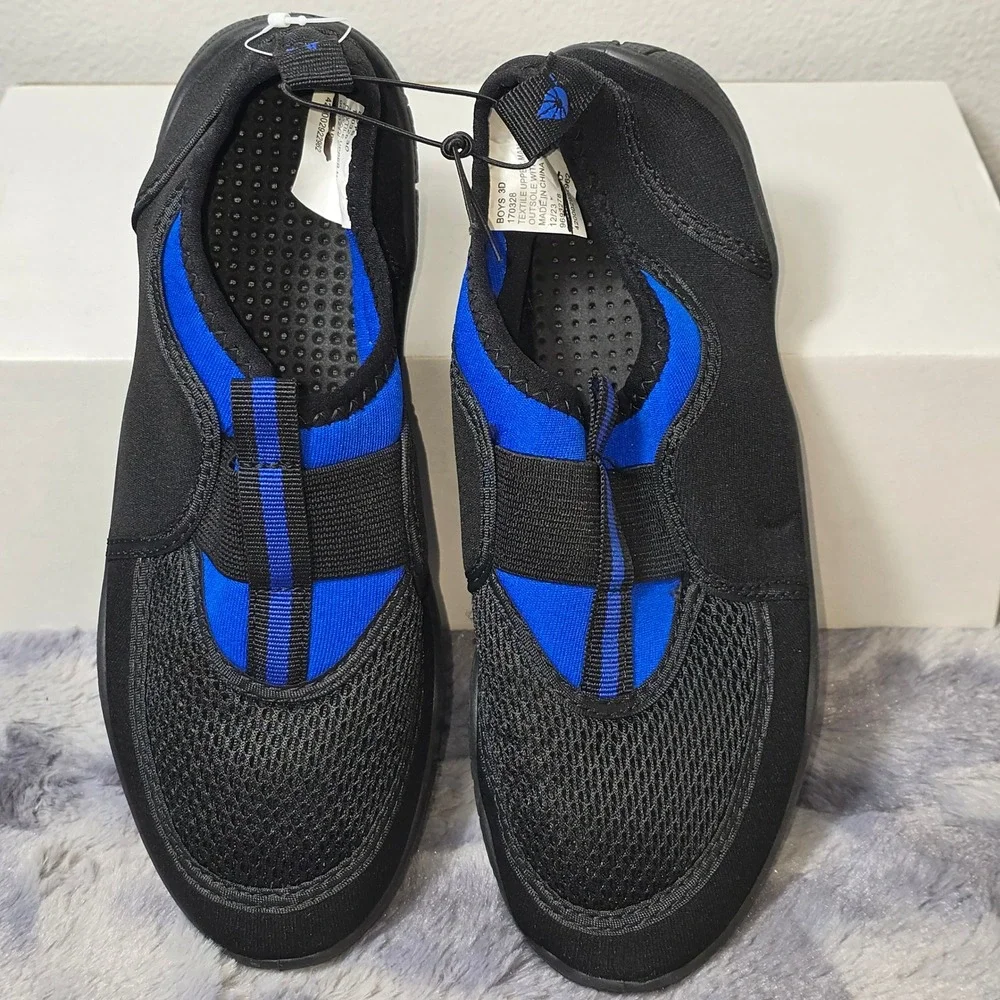 New O'rageous Drainage Aquasock Black Blue Slip On Water‎ Shoes Boys SZ 3